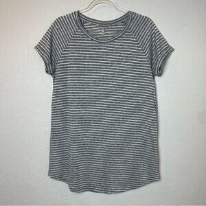 TRESICS Heathered Gray & White Stripe Short Sleeve Tunic Size L